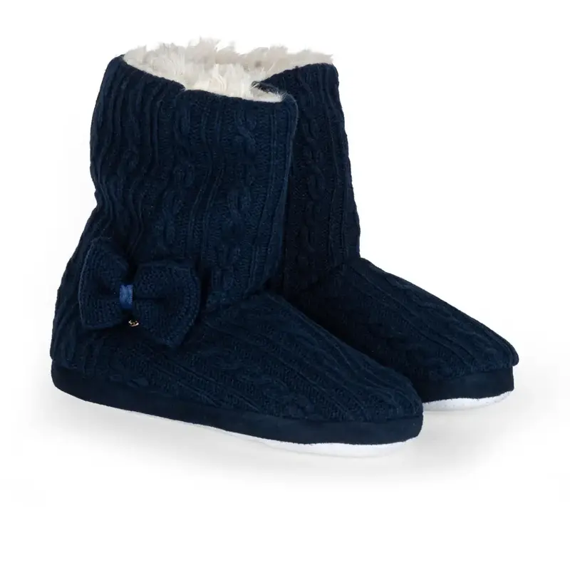 Stivaletto casa ad effetto tricot con pelliccia interna