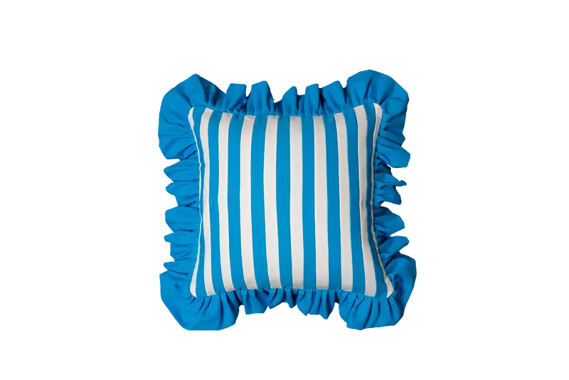 Striped - Dodger Blue and White Striped with Dodger Blue Ruffle