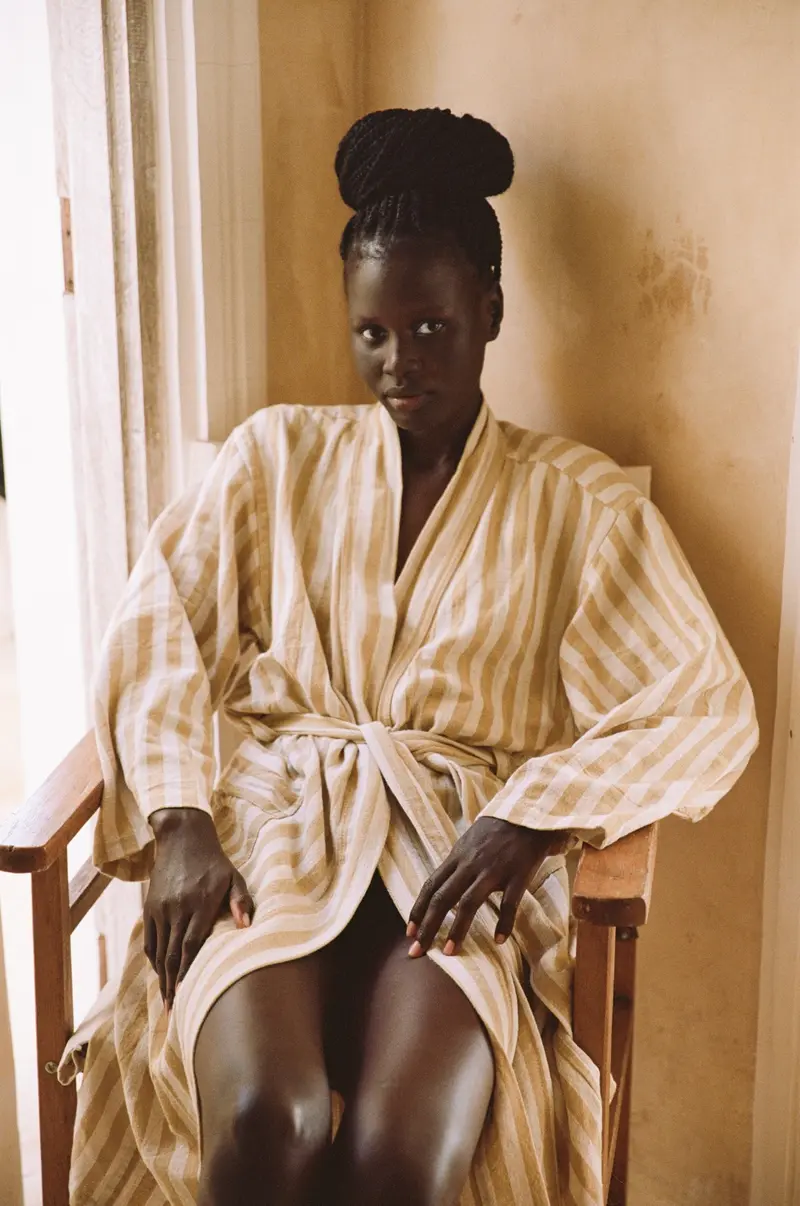 Striped Mustard Bathrobe