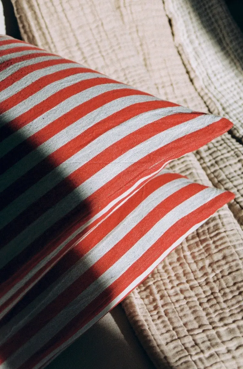 Striped Red Cushion Cover