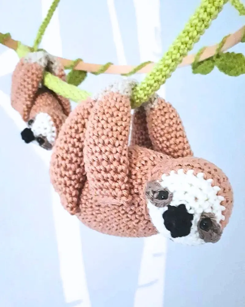 Stuffed sloth baby nursery mobile