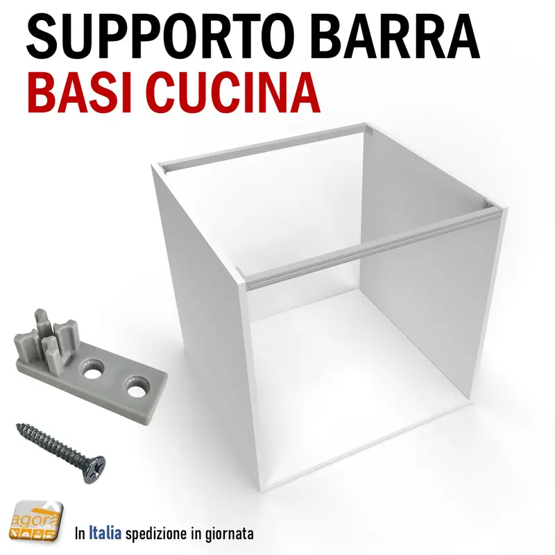 SUPPORTO CONNETTORE BARRA BASE CUCINA ALLUMINIO 18X18 X VITI EURO BOX 2PZ