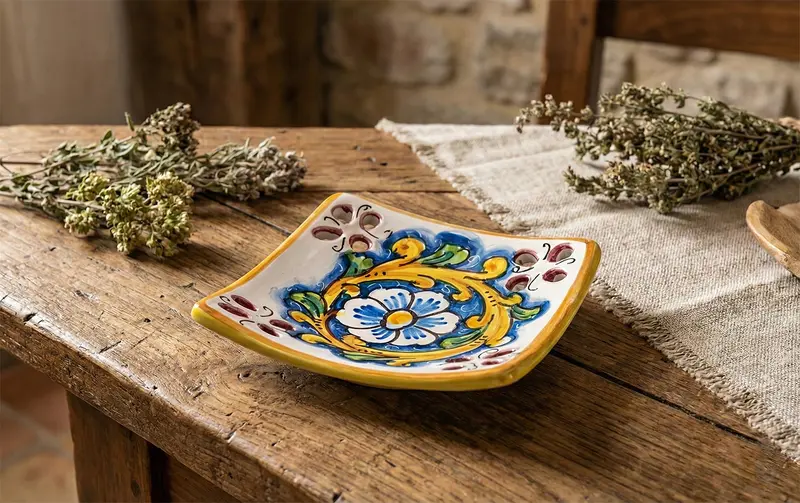 Svuotatasche in ceramica decorata a mano da ceramisti siciliani barocco art 21