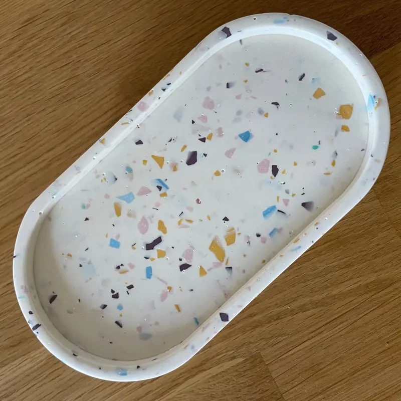 Svuotatasche/portasapone Ovale - Terrazzo Crema