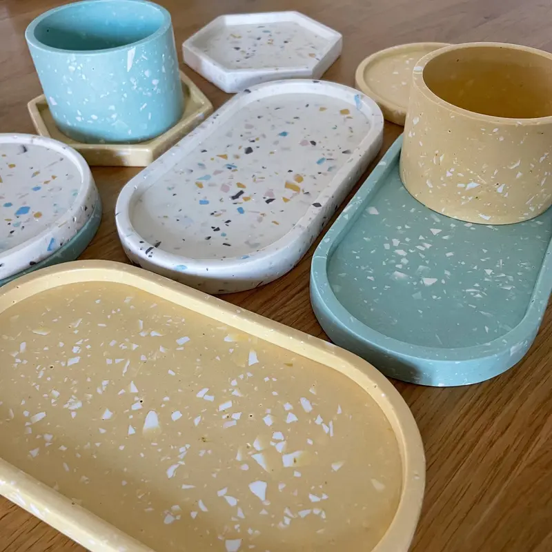 Svuotatasche/portasapone Ovale - Terrazzo Senape