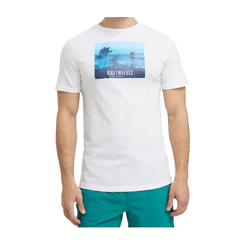 T-shirt Bikkembergs Uomo Tropical Landscape Maglia Girocollo