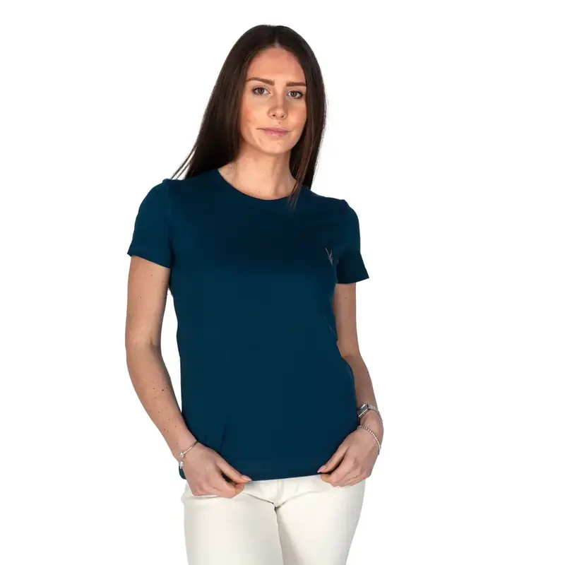 T-shirt donna a mezza manica paricollo in cotone b
