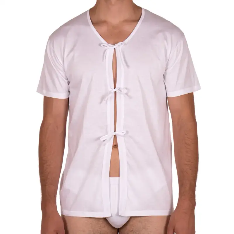 T-Shirt unisex uomo-donna aperta davanti in puro cotone con fiocchi | Mariotti Lab