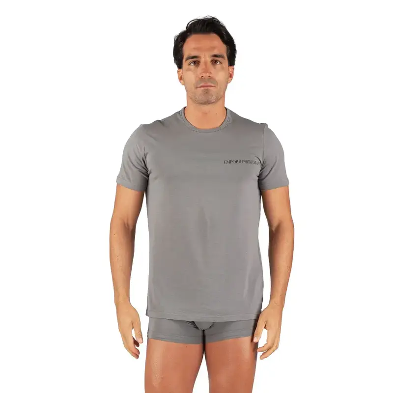 T-shirt uomo a mezza manica paricollo in cotone elasticizzato | Emporio Armani