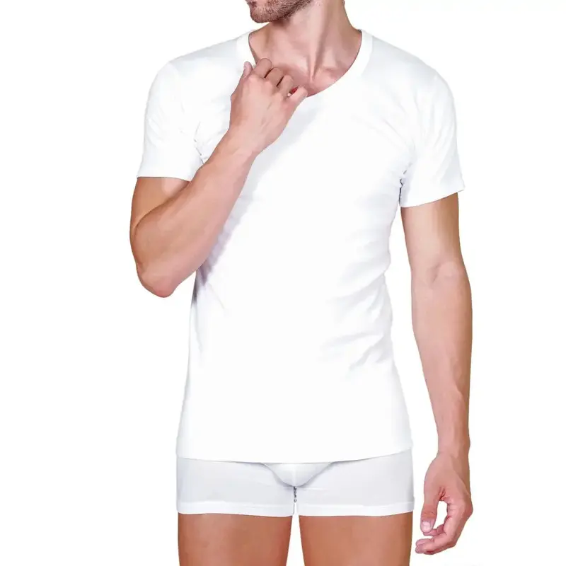 T-Shirt uomo con scollo a V a mezza manica in caldo cotone | Mariotti Lab