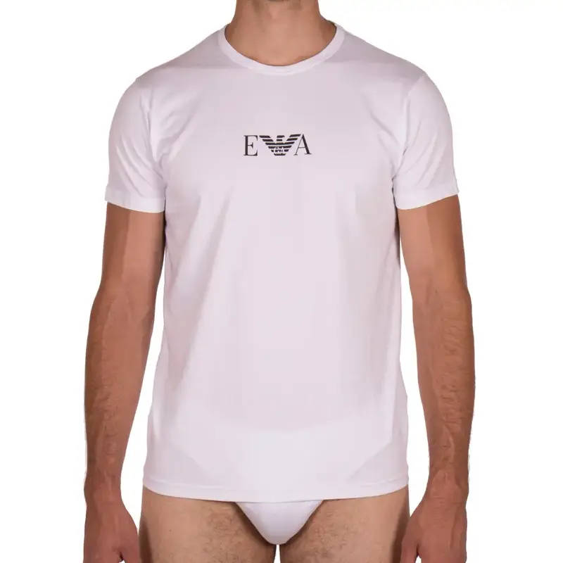 T-Shirt uomo paricollo a mezza manica con logo in cotone elasticizzato | Emporio Armani