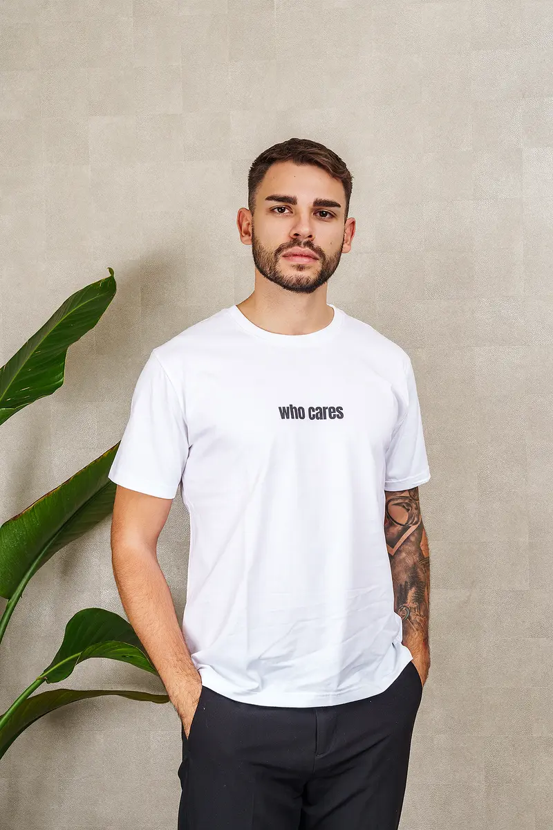 T-SHIRT WHO CARES bianca, UNISEX