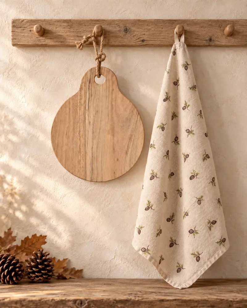 Tagliere in legno di acacia con corda di iuta L
