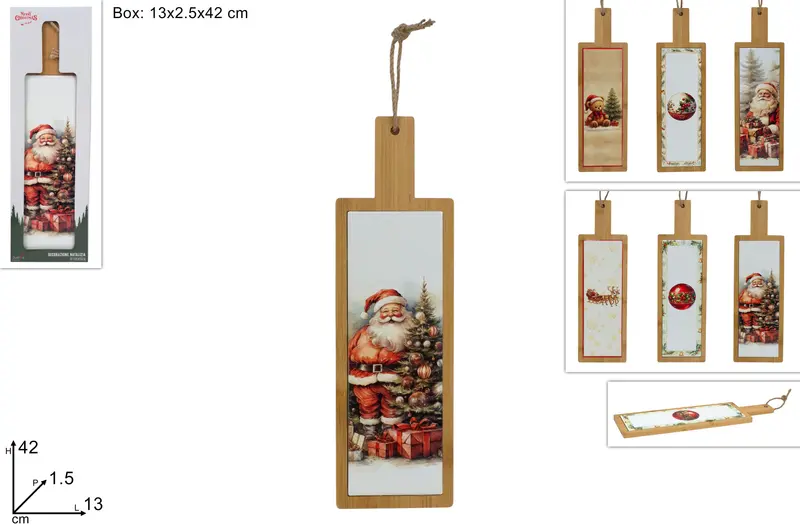 TAGLIERE LEGNO E CERAMICA 42X13 DECORI NATALIZI ASS
