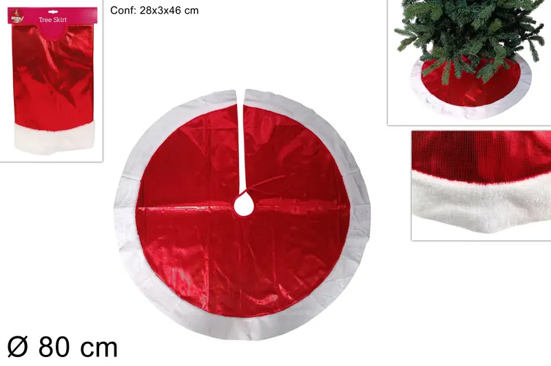 TAPPETO ALBERO 80 CM LAMINATO ROSSO CON BORDO BIANCO