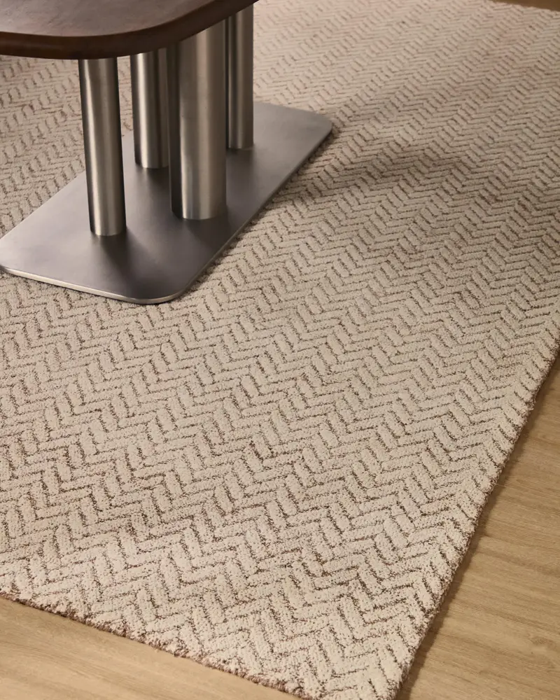 Tappeto Calira in lana jacquard intrecciata beige 230 x 160 cm