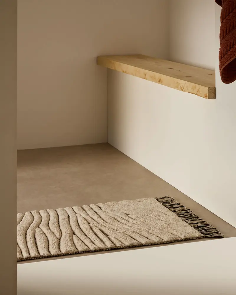 Tappeto da bagno Crilda di cotone bianco 50 x 70 cm