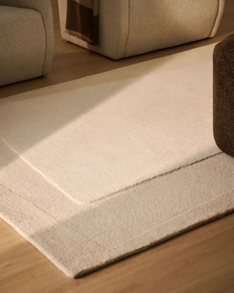 Tappeto Dennie in lana con motivo beige 200 x 300 cm