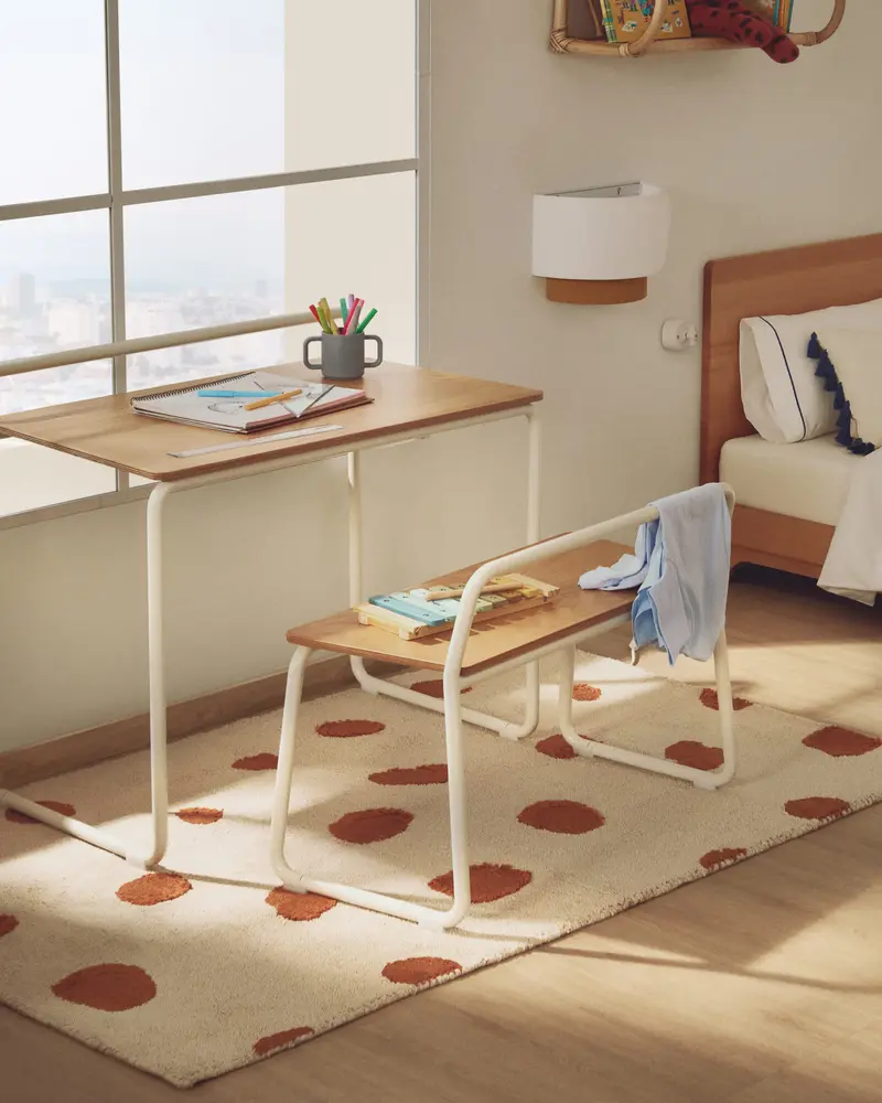 Tappeto Tandani in cotone beige con disegno di ghepardo arancione 90 x 150 cm