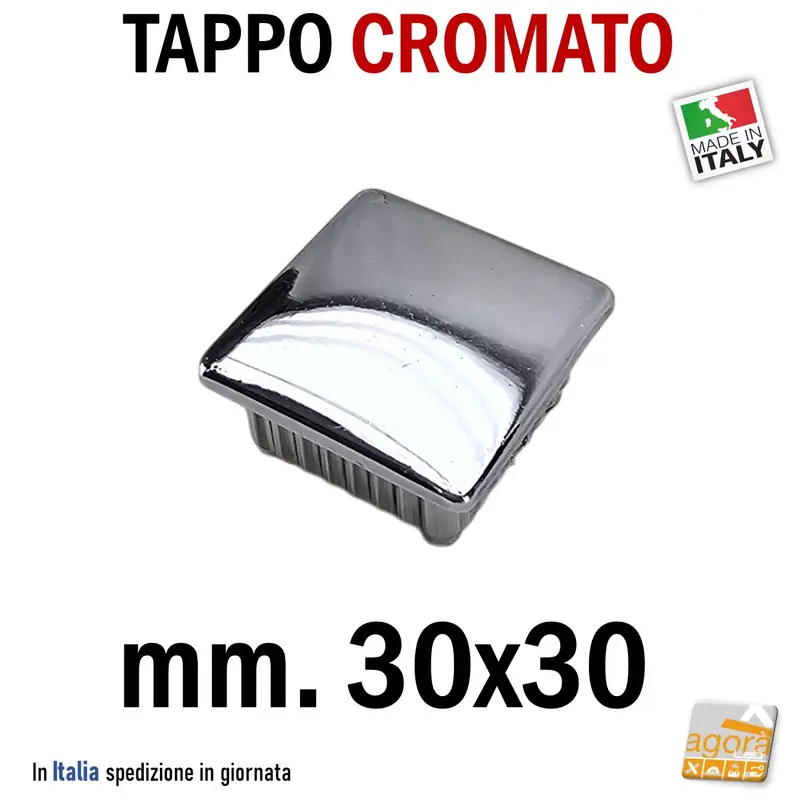 TAPPI TAPPO CROMATO bombato copri testa 30x30x1.5mm in ABS PUNTALE cm.3x3 pz10
