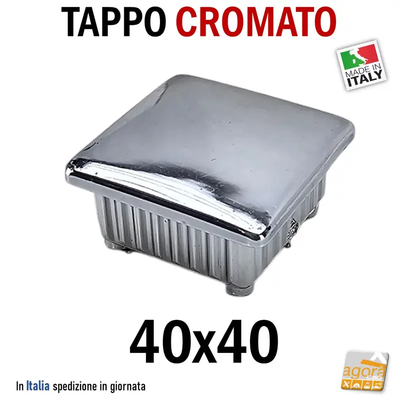 TAPPI TAPPO CROMATO bombato copri testa 40x40x1.5mm in ABS PUNTALE cm 4x4 pz10