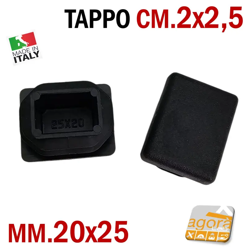 TAPPI TAPPO RETTANGOLARE 20x25 NERO PUNTALE PLASTICA cm 2x2,5 SOTTOPIEDE ALETTATO 100pz