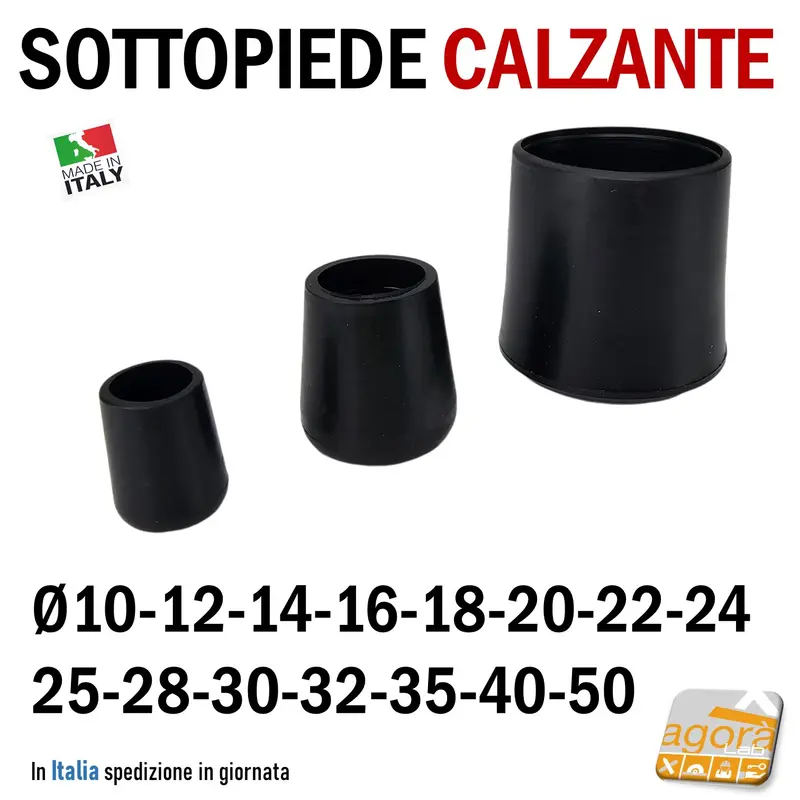 TAPPO CALZANTE PVC GOMMA NERO PUNTALE PLASTICA SOTTOPIEDE TUBO TONDO TAPPI SEDIE 10pz