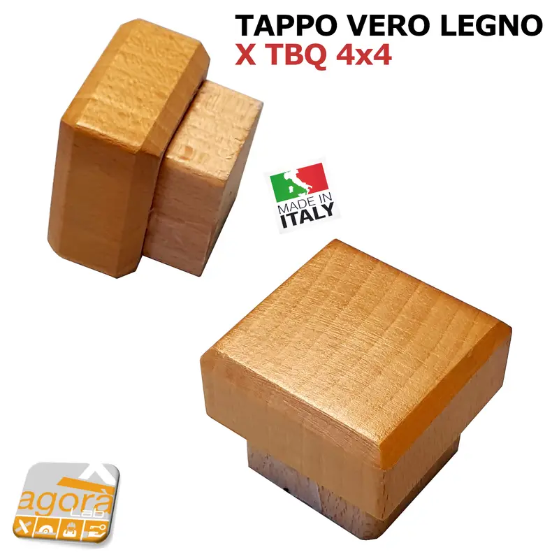 TAPPO QUADRATO ARREDO VERO LEGNO FAGGIO 45x45mm X TUBO QUADRO 40X40MM