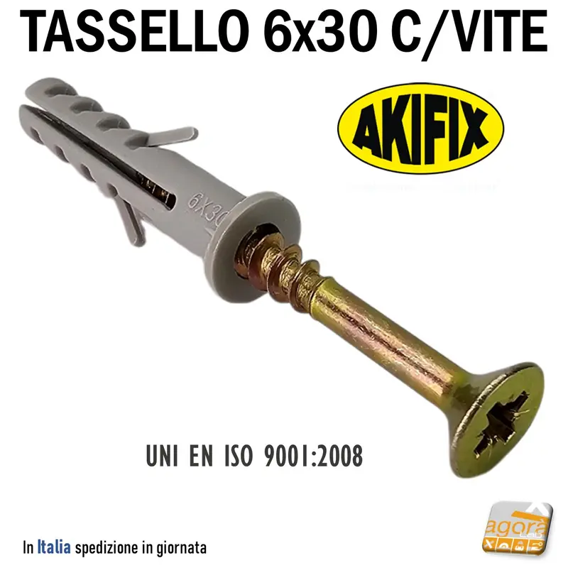 TASSELLO ESPANSIONE NYLON COLLARE 6x30 CON VITE 4,5x40 AKIFIX 200pz