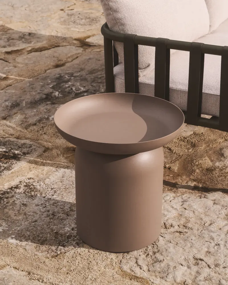 Tavolino da appoggio Arcola in alluminio beige Ø 45 cm