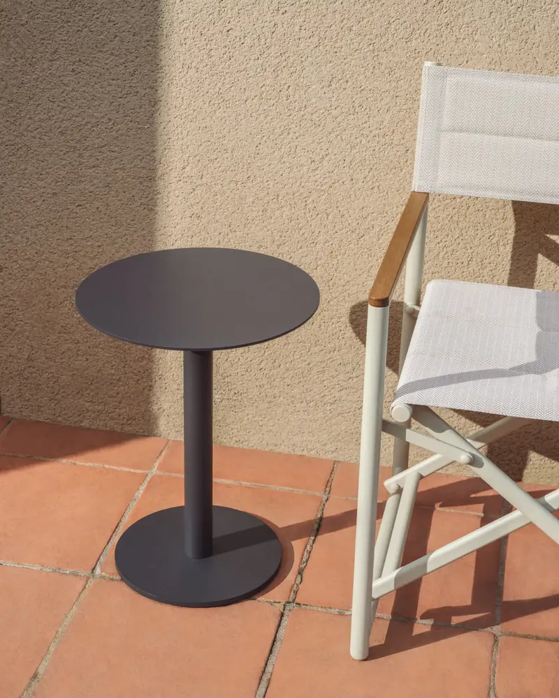 Tavolino da appoggio Asinara in alluminio tortora Ø 40 cm
