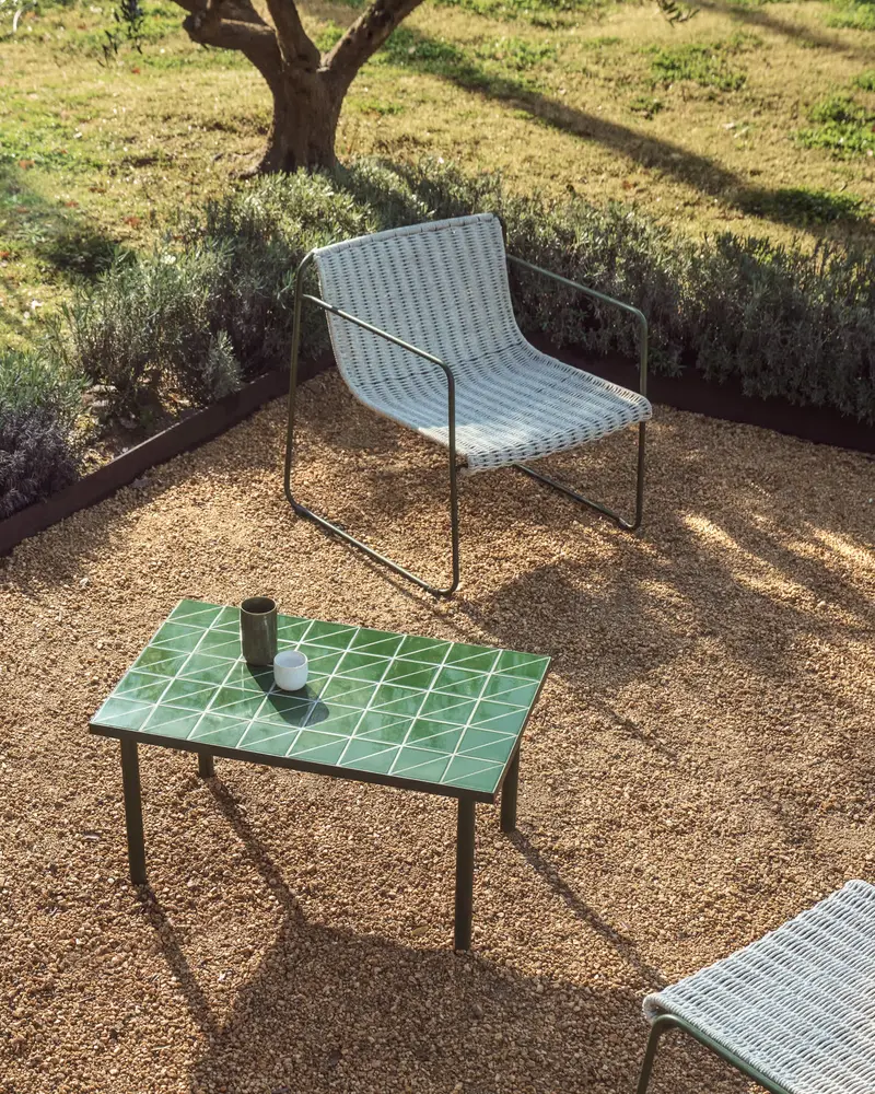 Tavolino da appoggio Maurina in acciaio zincato verde con piastrelle verdi 81 x 51 cm