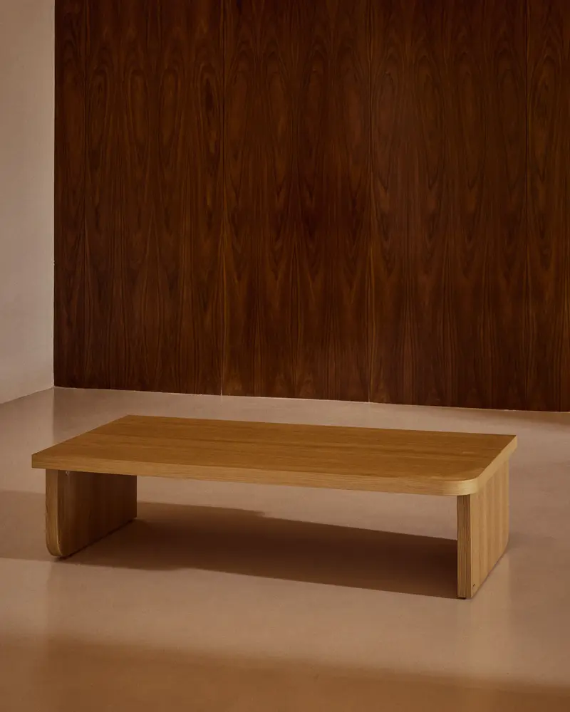 Tavolino da caffè Oaq impiallacciato rovere finitura naturale 140 x 75 cm