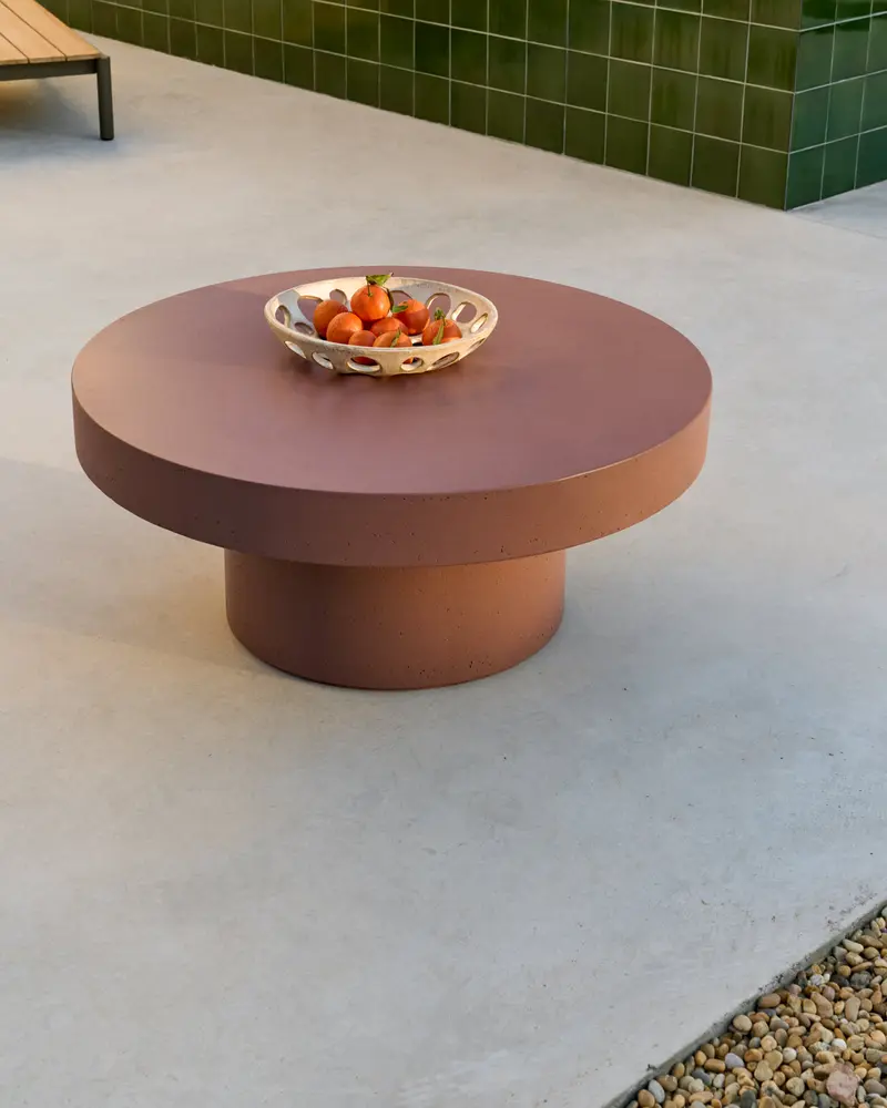 Tavolino da salotto Aiguablava in cemento terracotta Ø 90 cm