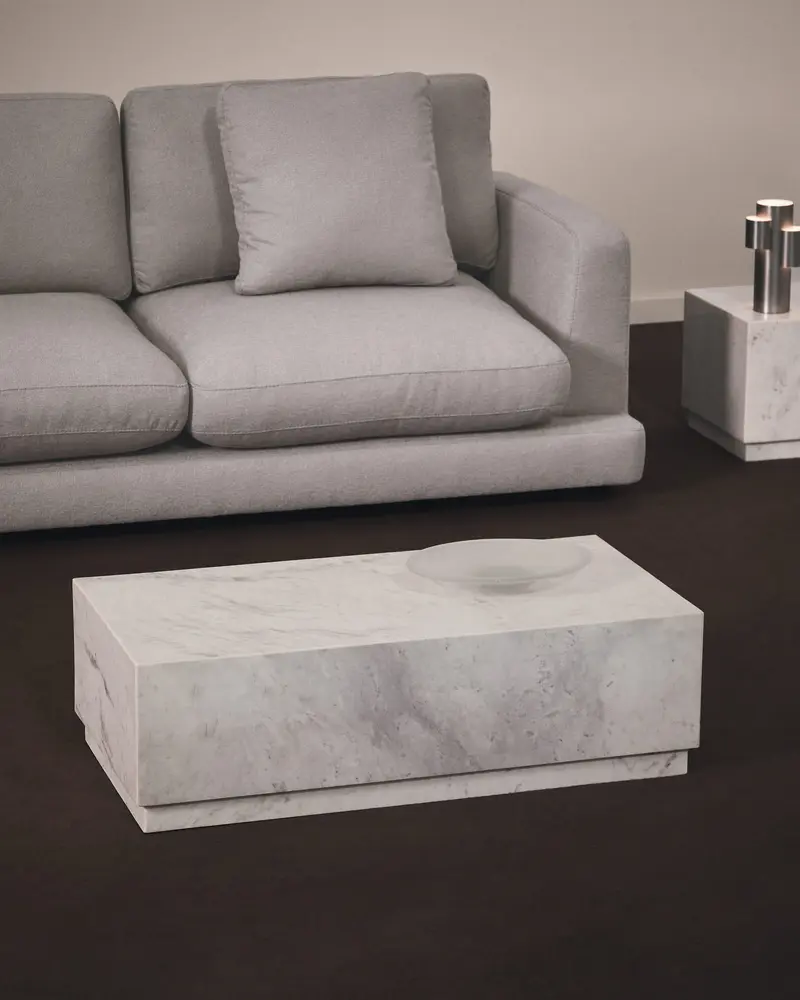 Tavolino da salotto Sorein in marmo bianco 100 x 50 cm