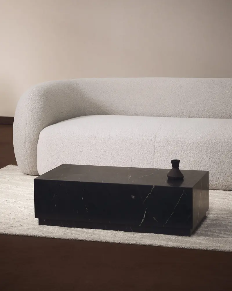 Tavolino da salotto Sorein in marmo nero 100 x 50 cm