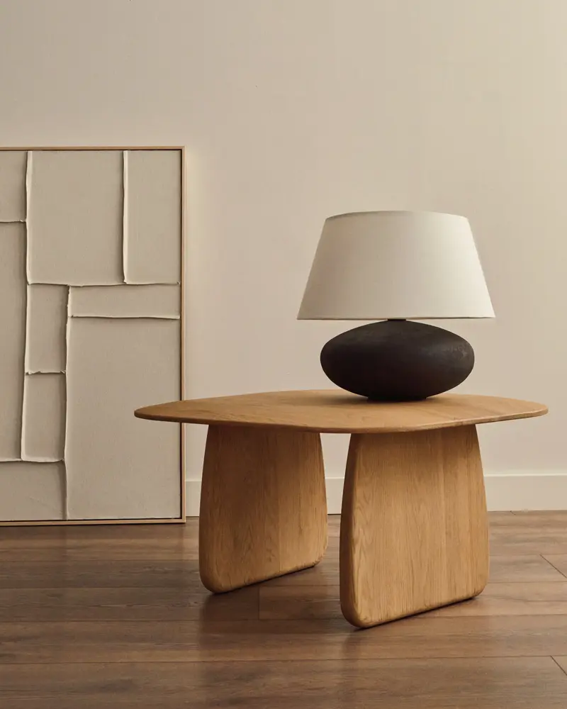 Tavolino Pirita di legno massello di rovere con finitura naturale 70,6 x 70 cm