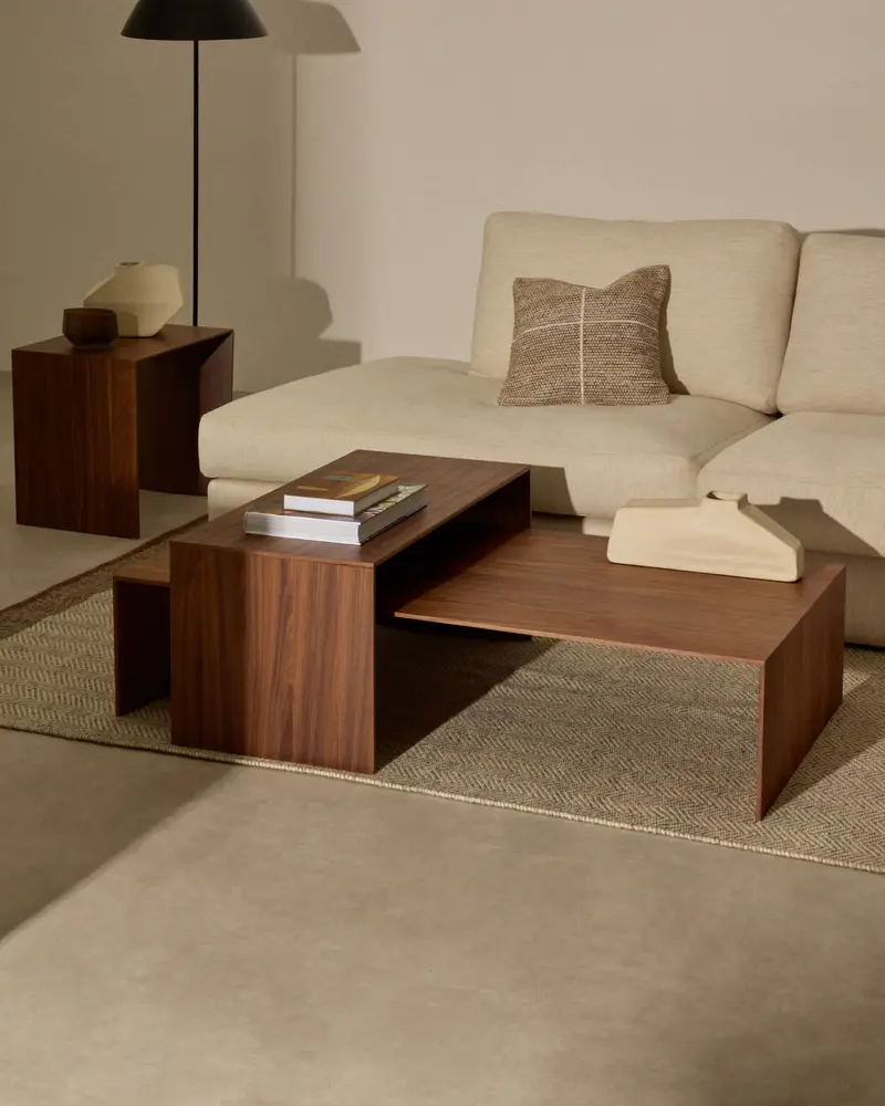 Tavolino salotto Litto impiallacciatura in noce 140 x 70 cm