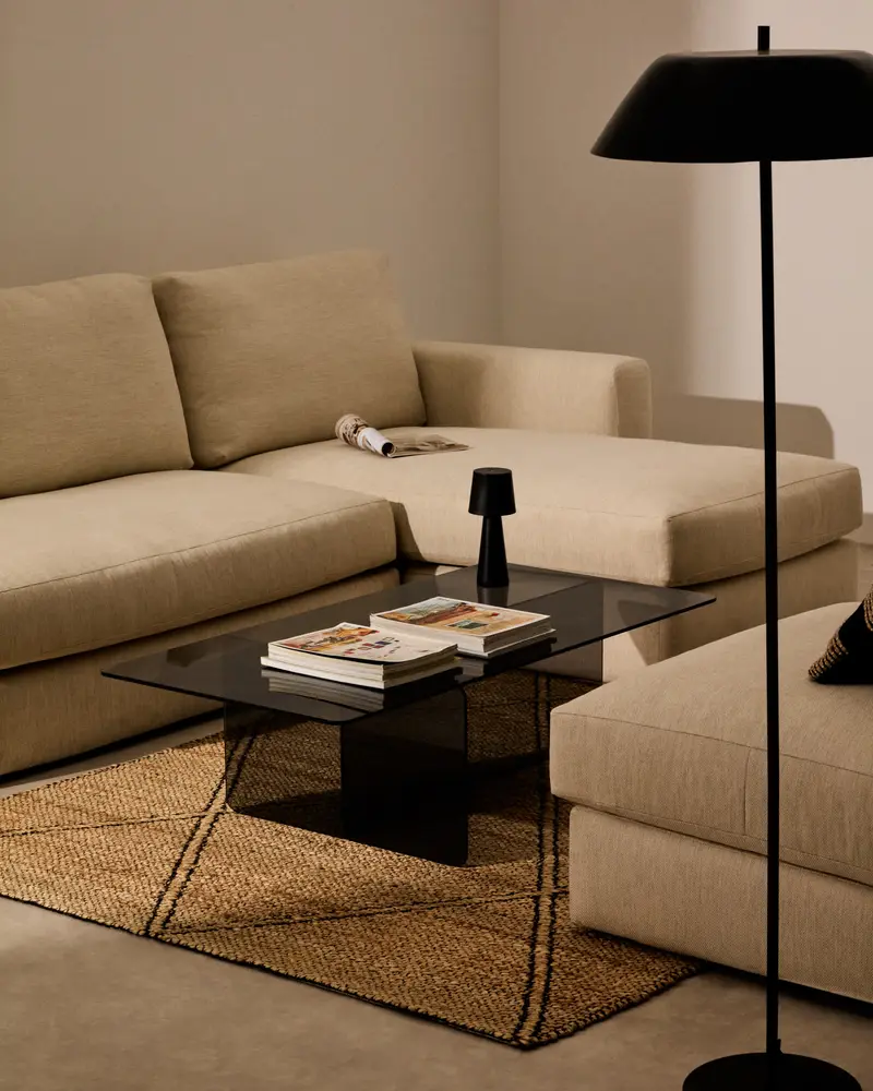 Tavolino salotto Zaren di vetro temperato grigio 120 x 60 cm
