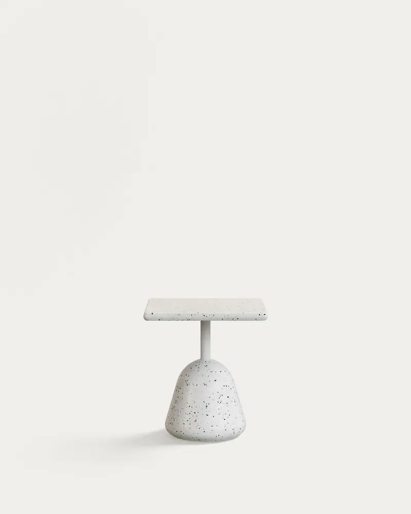 Tavolino Saura con piano in terrazzo bianco e base in terrazzo bianco 44x44x48cm