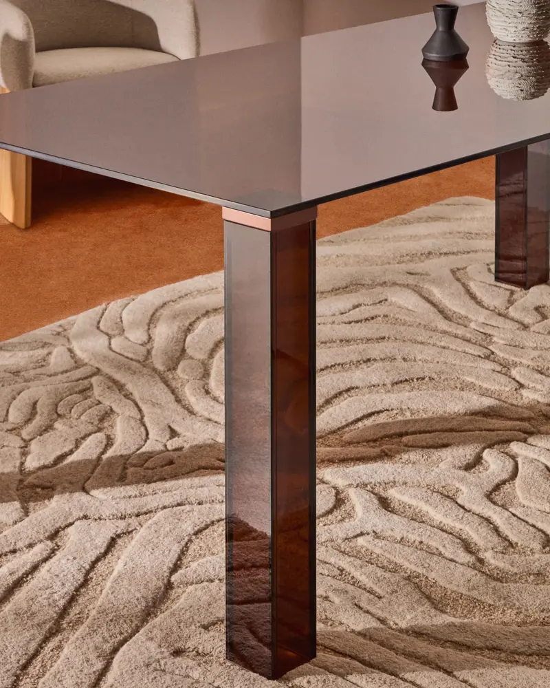 Tavolo Adularia in vetro temperato marrone 160 x 90 cm