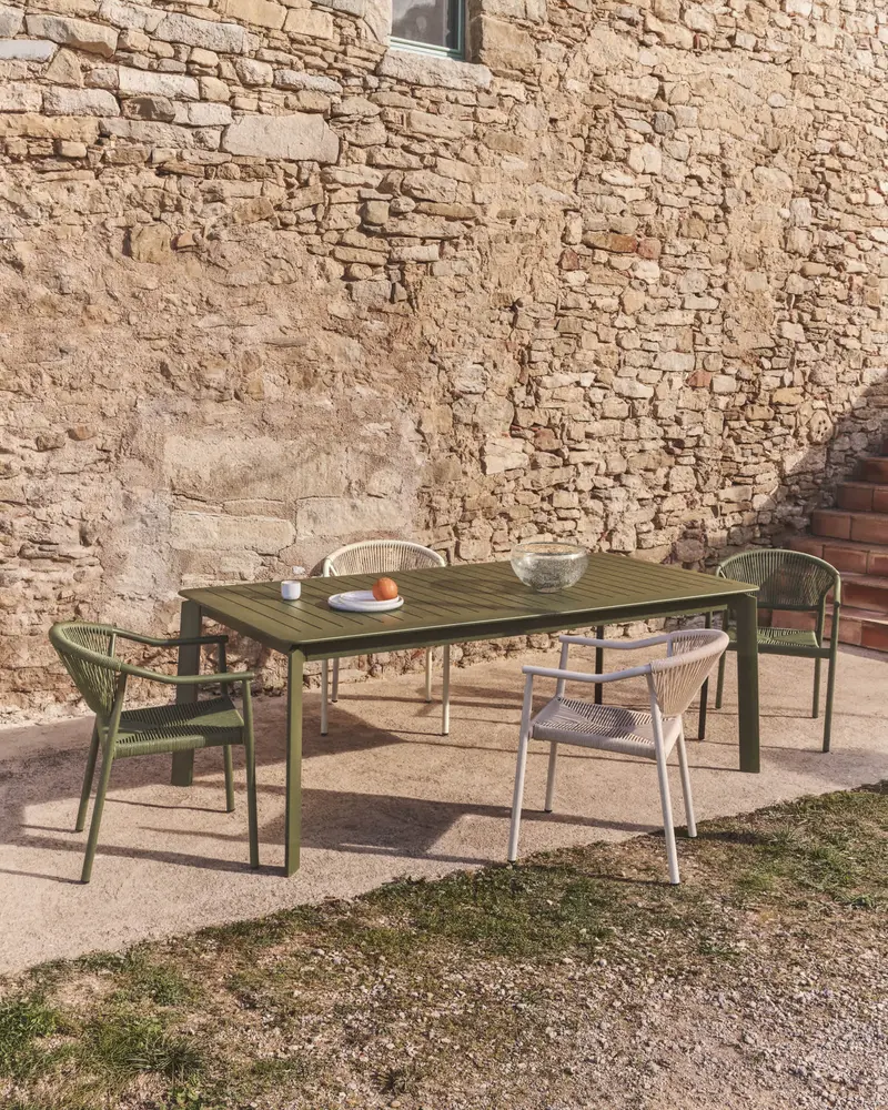 Tavolo allungabile Brela in alluminio verde 205 (287) x 100 cm