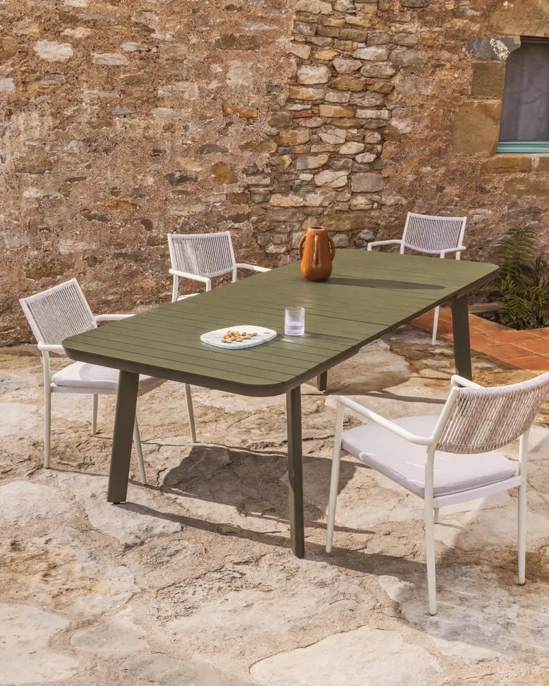 Tavolo allungabile da esterno Izola in alluminio con finitura verde 185 (235) x 100 cm