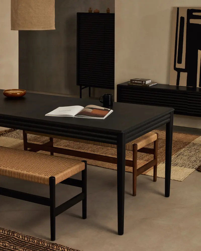 Tavolo allungabile Lenon impiallacciatura e legno massello rovere nero 200(280)x90 cm