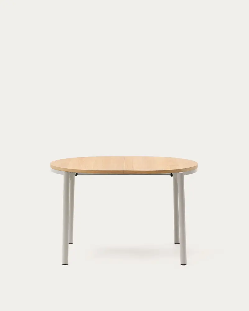 Tavolo allungabile Montuiri con impiallacciatura in rovere e gambe in acciaio con finitura in grigio 120(200) x 90 cm