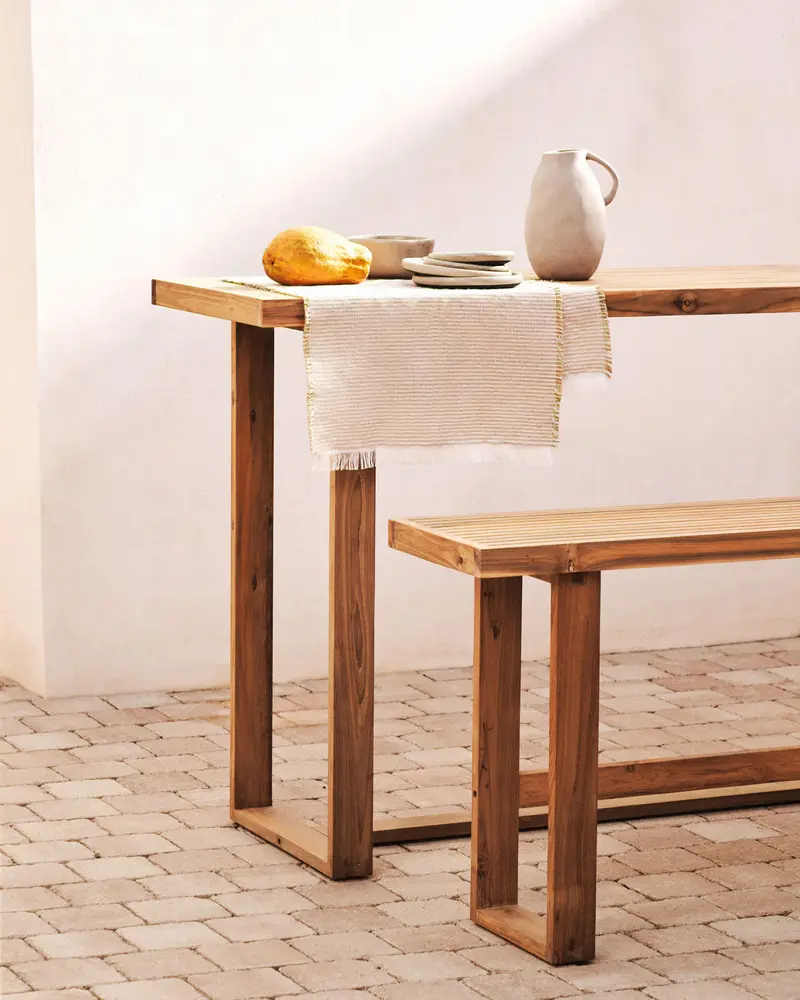 Tavolo alto Canadell in legno massiccio di teak riciclato 140 x 70 cm