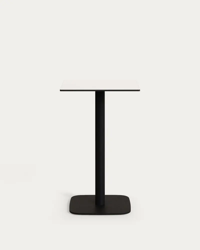 Tavolo alto per esterno Dina bianco con gamba di metallo rifinita in nero 60x60x96 cm