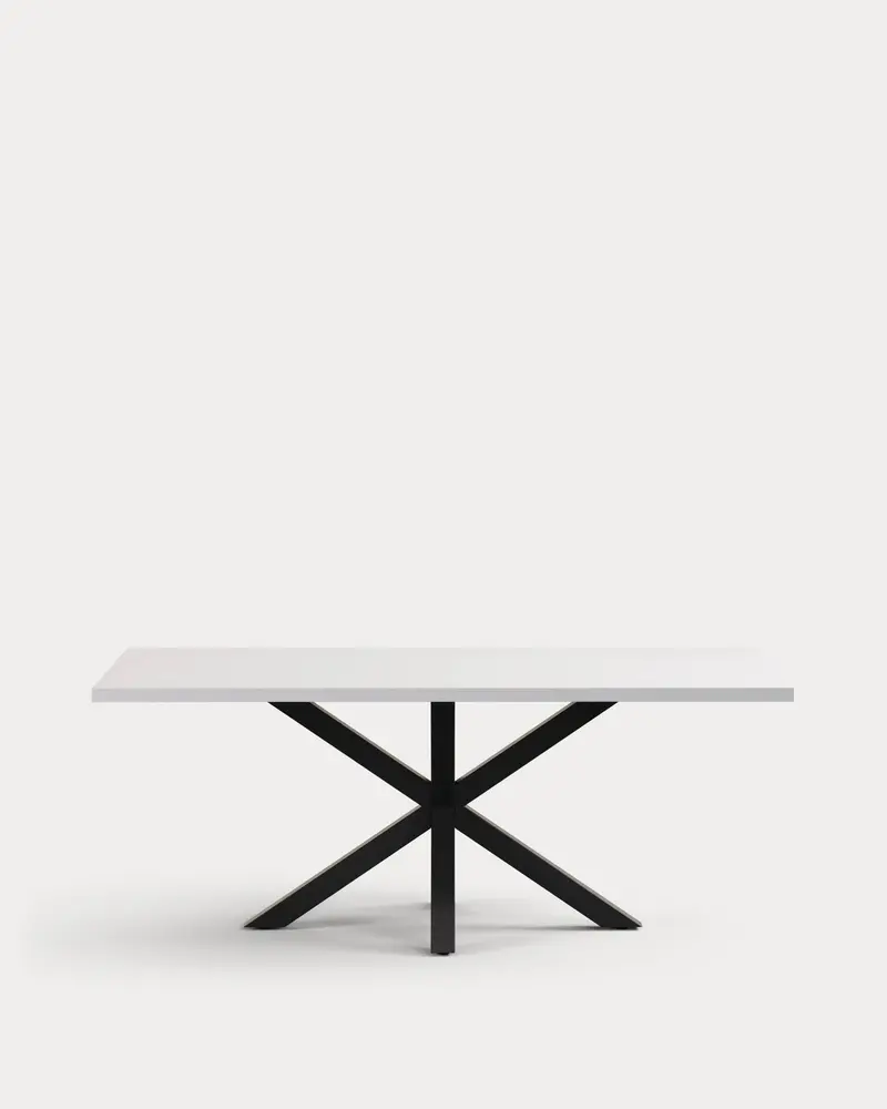 Tavolo Argo di melammina con finitura bianca e gambe in acciaio effetto nero 200 x 100 cm