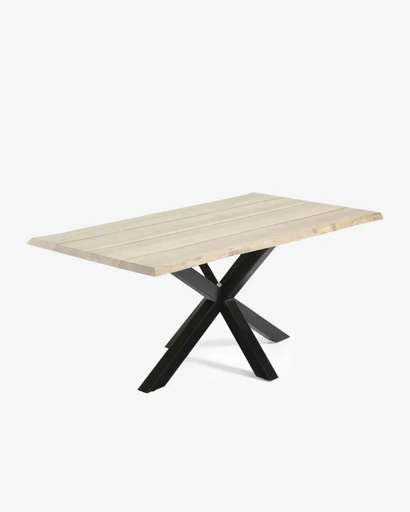 Tavolo Argo impiallacciato rovere sbiancato e gambe in acciaio finitura nera 160 x 90 cm