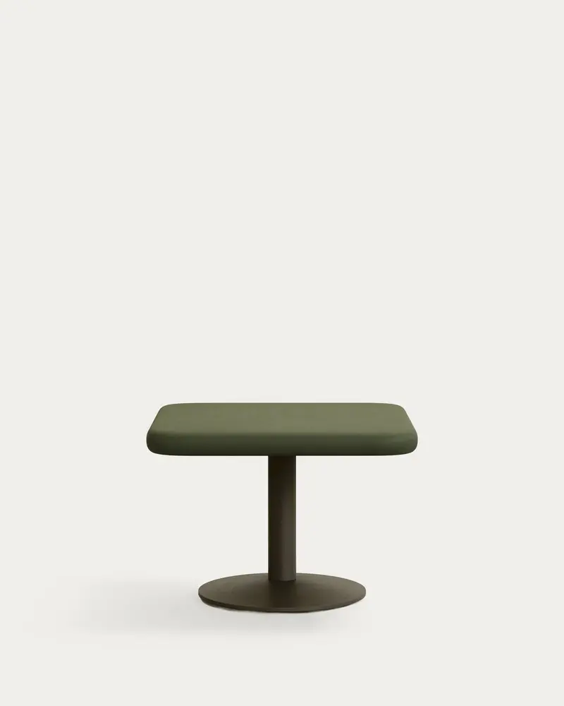 Tavolo da esterno Esilda con piano in cemento verde 70 x 70 cm e piede in acciaio verde Ø 42 x 45 cm